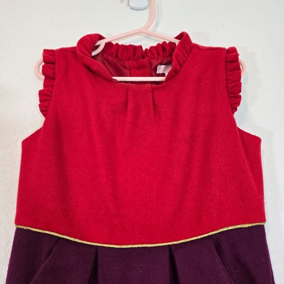 Janie And Jack Belle Of The Ballet Dress Girl Size 6 Red Purple Ruffle Trim - Picture 2 of 8